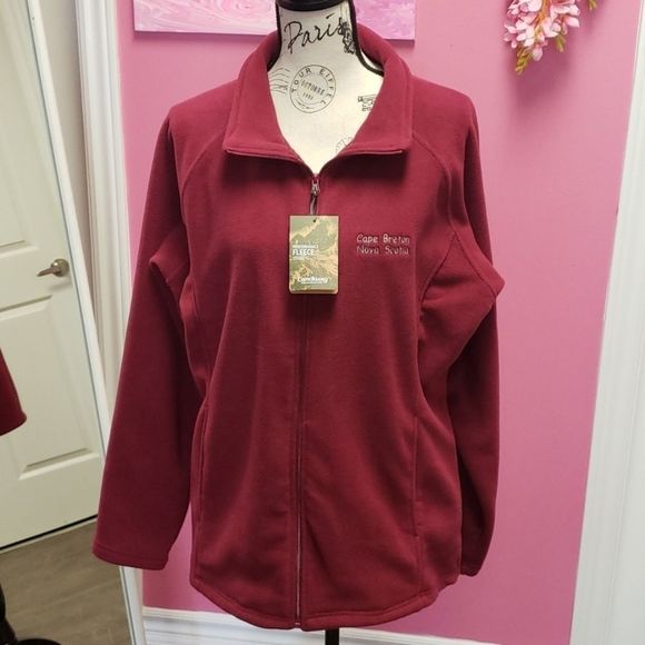 NWT ❤🤍🖤 Landway Fleece Grape Zip Up Cardigan Sweater - Picture 2 of 13